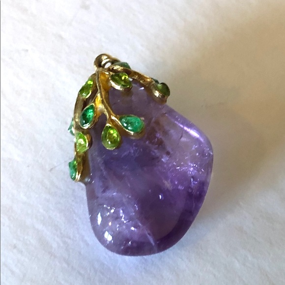 Vintage Polished Amethyst Nugget Drop Pendant - Picture 2 of 7